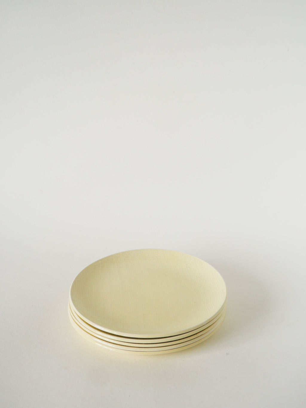 Lot De 5 Assiettes À Dessert, Effet Tissé, Jaune Beurre, Salins, 1950