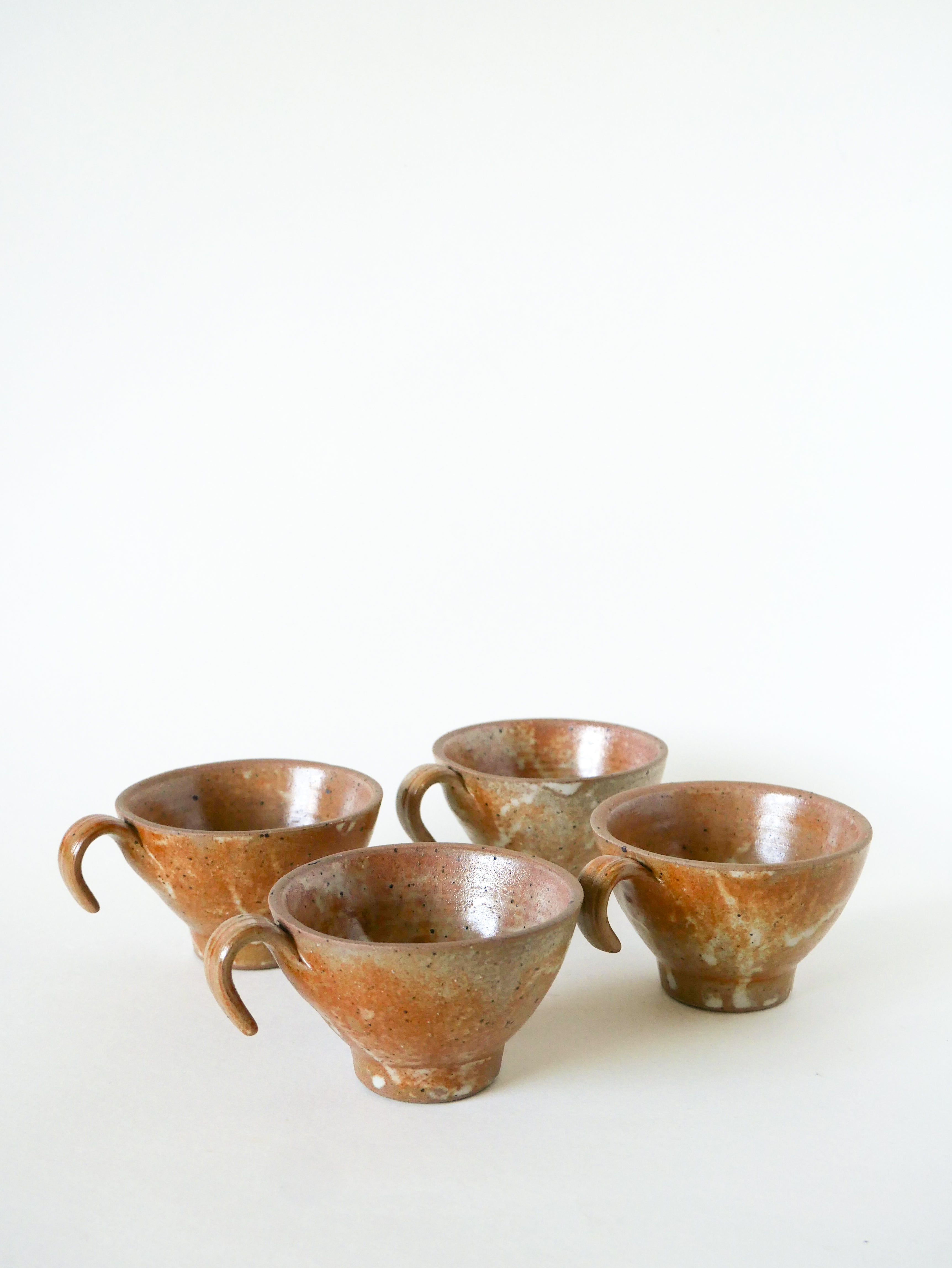 Lot De 4 Tasses À Café En Grès, 1970