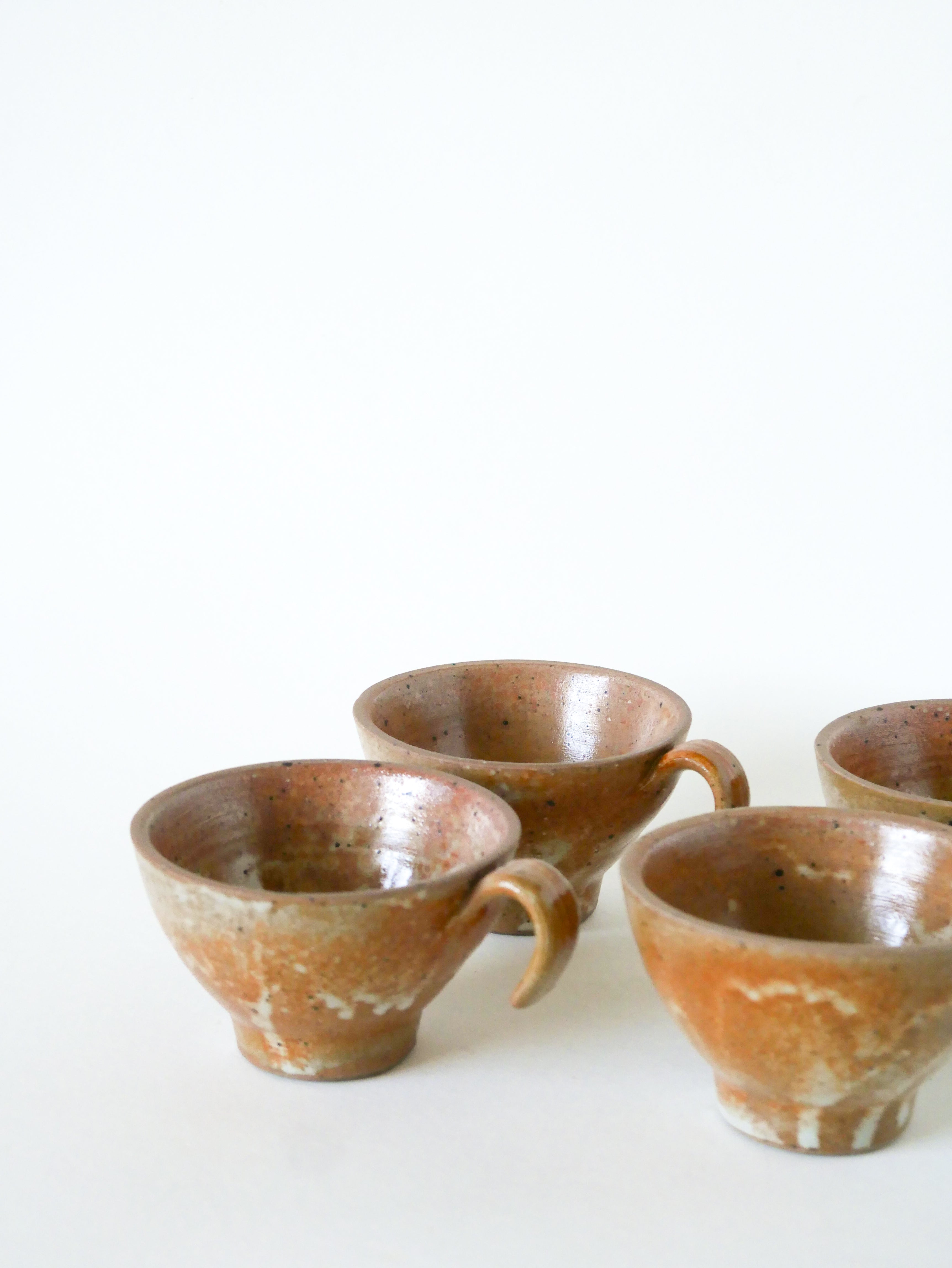 Lot De 4 Tasses À Café En Grès, 1970