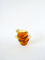 Lot De 5 Tasses À Café En Verre Ambré, Design, 1970