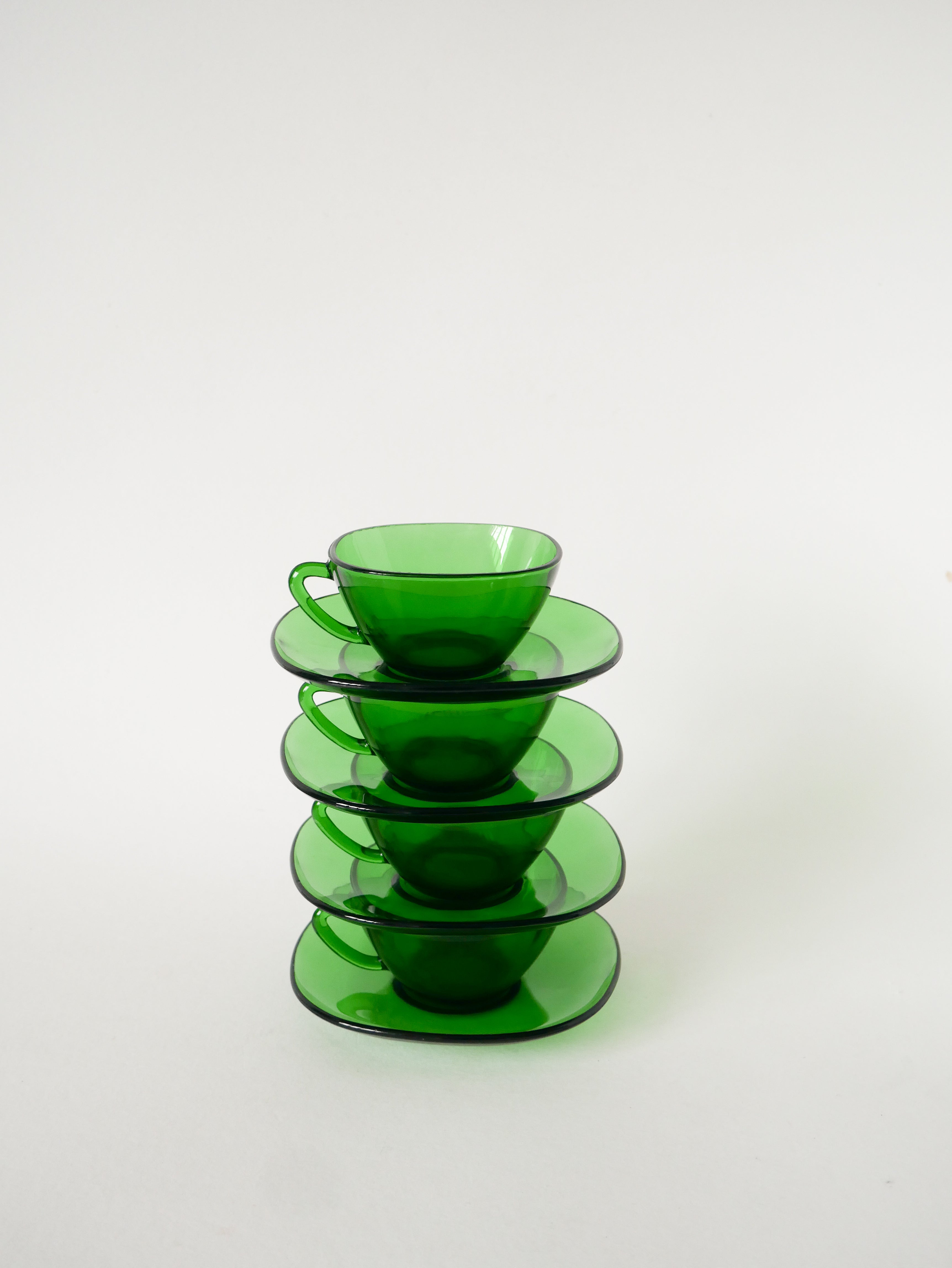 Ensemble De 4 Tasses À Café En Verre, Vert, 1970