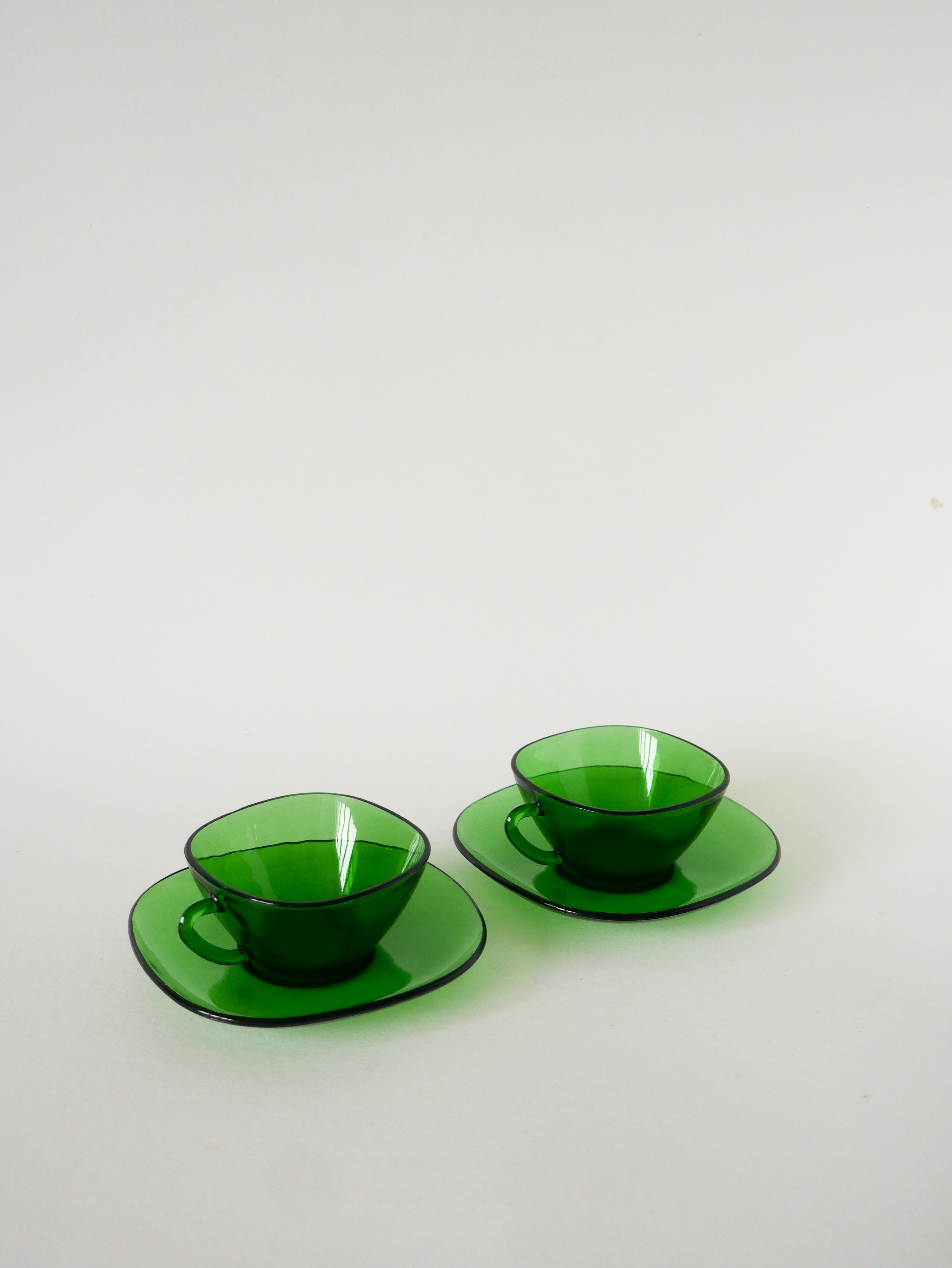 Ensemble De 4 Tasses À Café En Verre, Vert, 1970