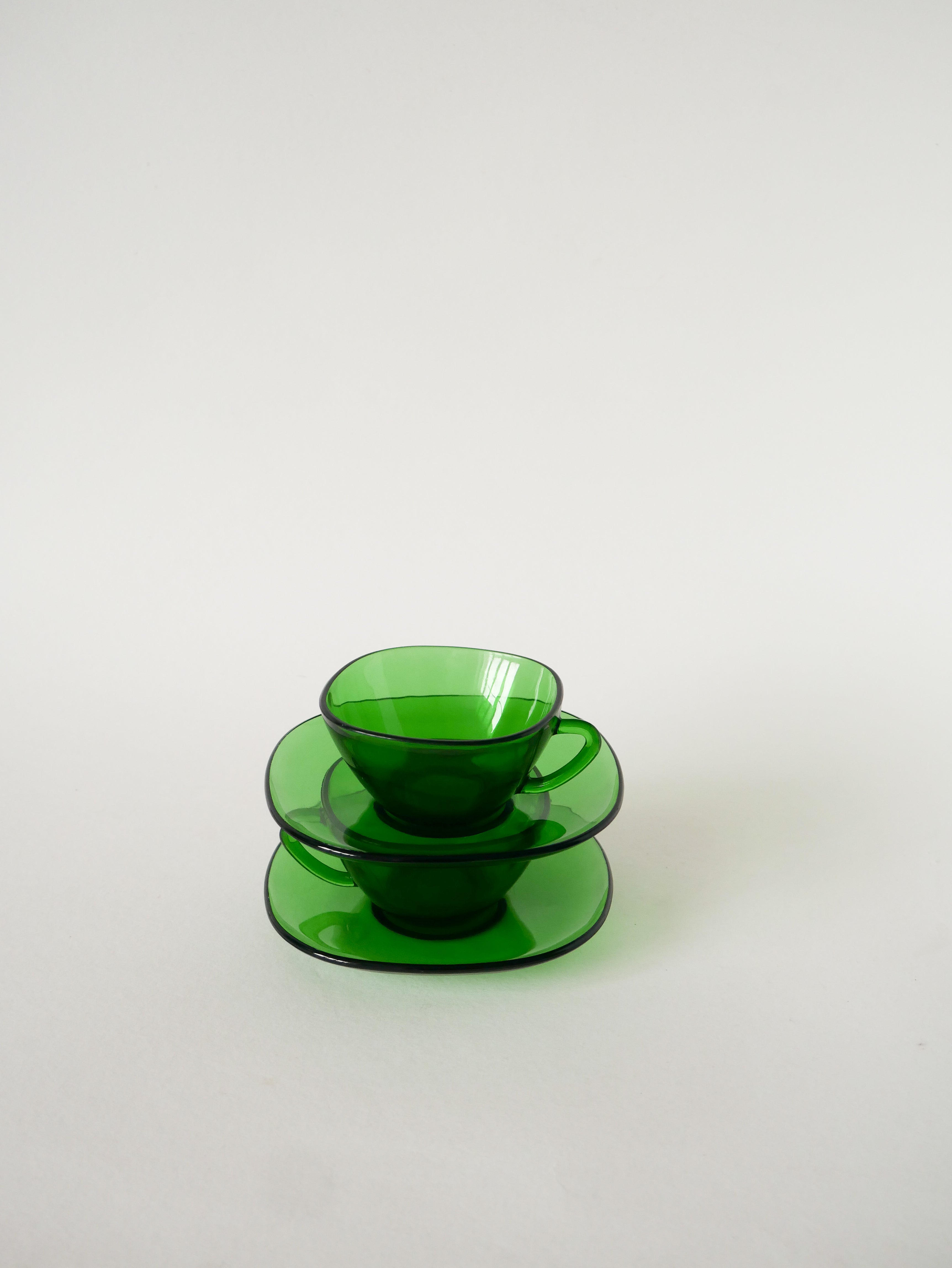 Ensemble De 4 Tasses À Café En Verre, Vert, 1970