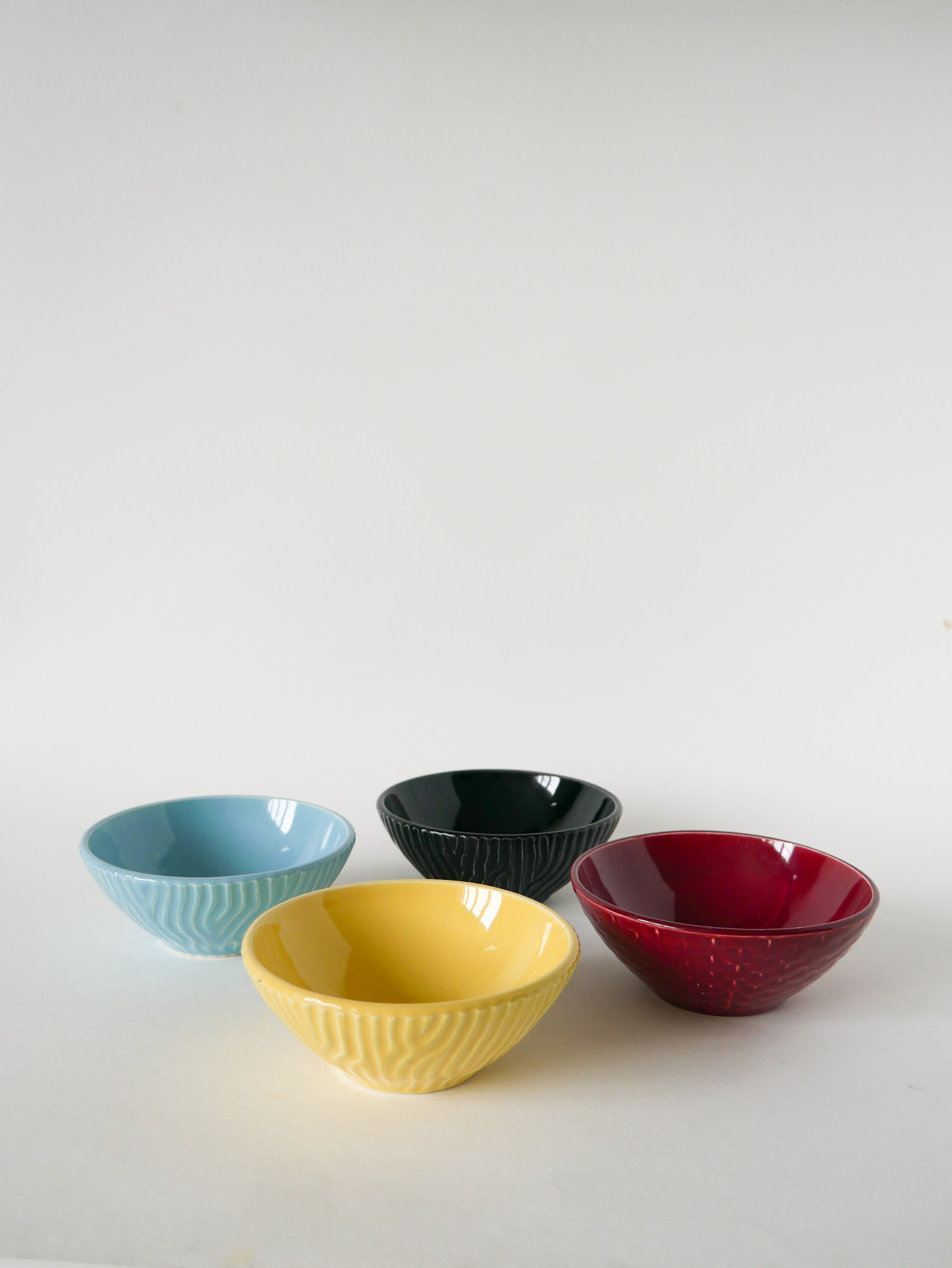 Ensemble De 4 Petits Bols En Céramique, Effet Bambou, Sarreguemines, 1960