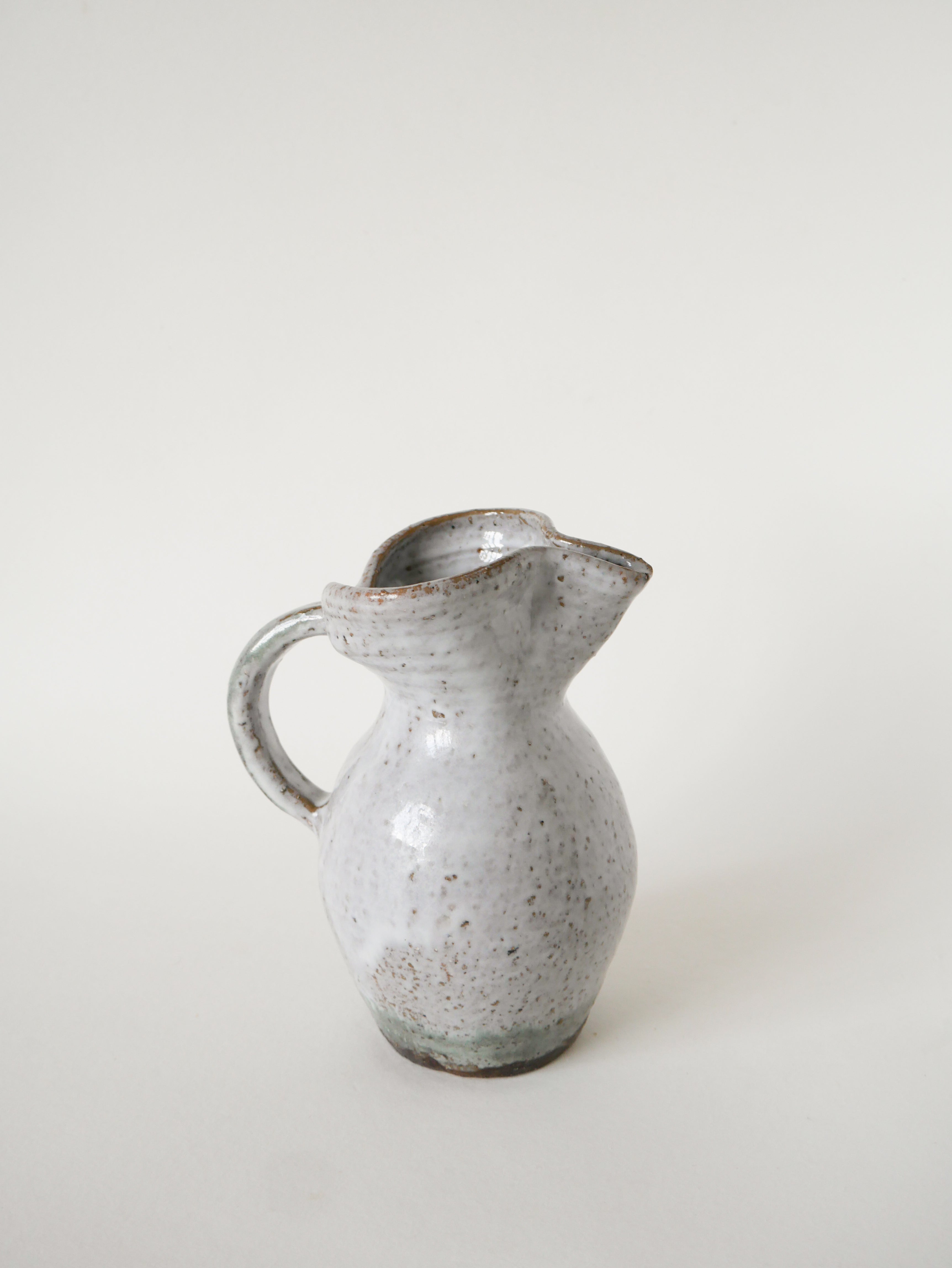 Grand Pichet En Grès Vernissé, Gris Clair, 1970
