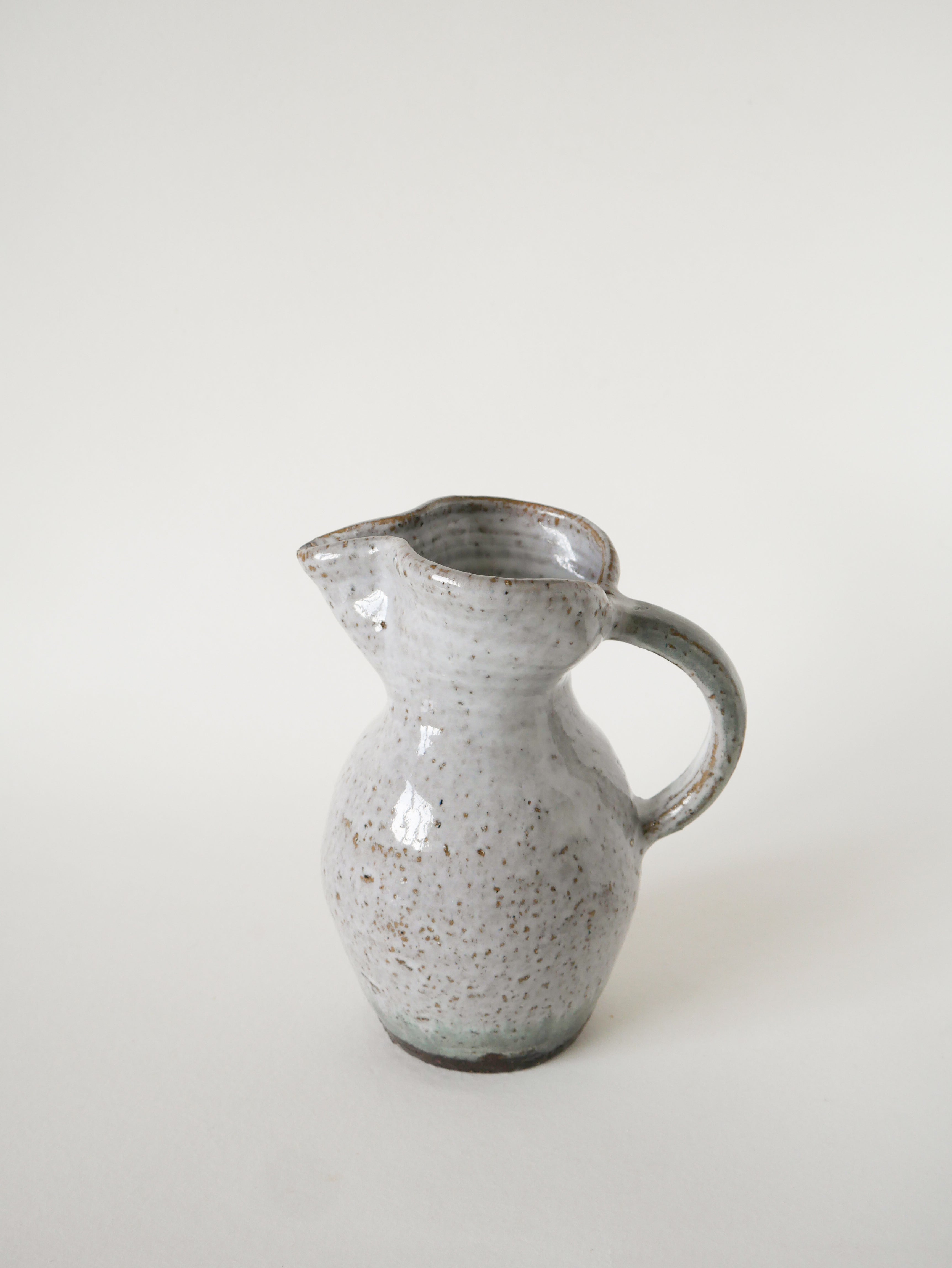 Grand Pichet En Grès Vernissé, Gris Clair, 1970