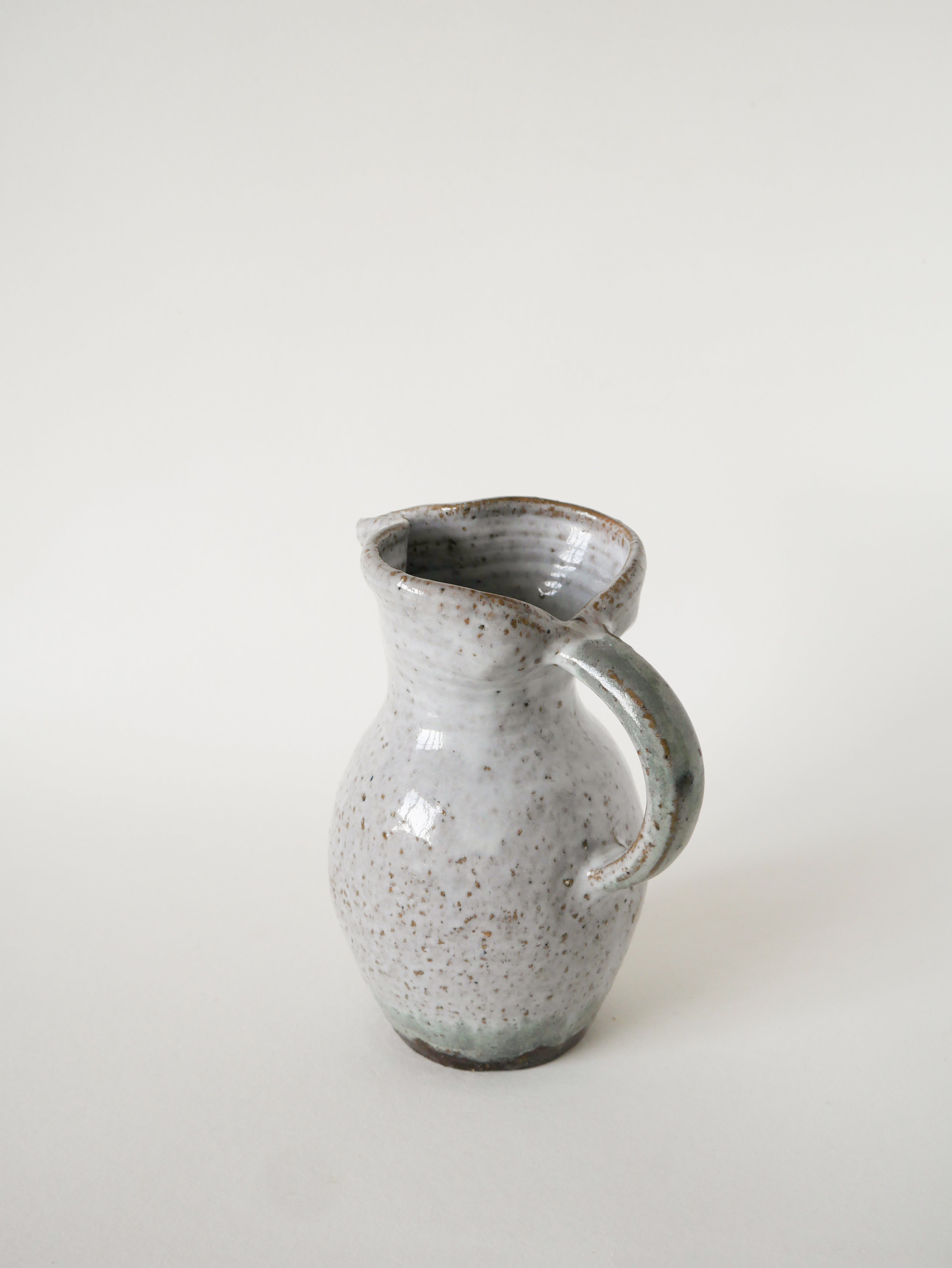 Grand Pichet En Grès Vernissé, Gris Clair, 1970