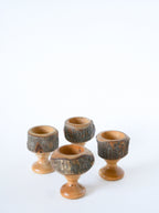 Ensemble De 4 Coquetiers En Bois, Brutaliste, 1970