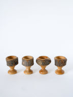 Ensemble De 4 Coquetiers En Bois, Brutaliste, 1970