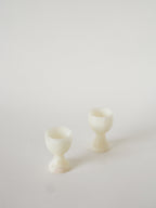 Paire De Coquetiers En Albâtre, Ecru, 1970