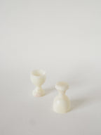 Paire De Coquetiers En Albâtre, Ecru, 1970