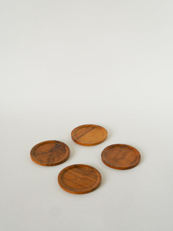 Ensemble De 4 Dessous De Verres En Tuya, 1970