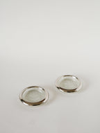 Paire De Dessous De Verres, En Verre & Métal Argenté, 1950