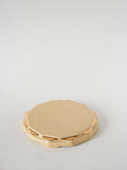 Dessous De Plat En Céramique, Jaune Beurre Et Doré, 1960