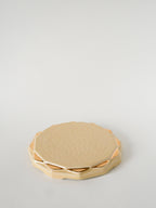 Dessous De Plat En Céramique, Jaune Beurre Et Doré, 1960