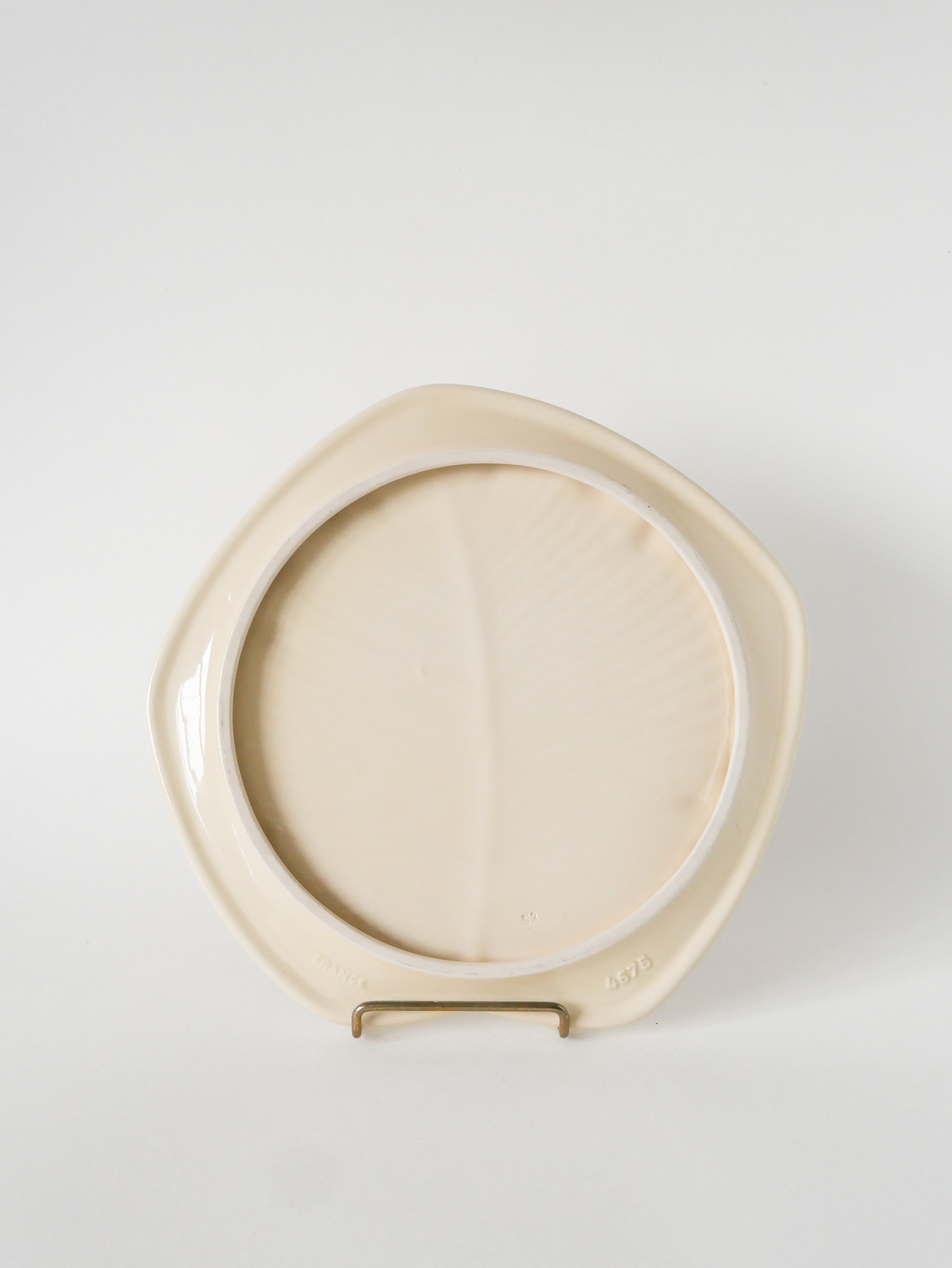 Dessous De Plat En Céramique Modèle Feuille, Verceram, Marron, 1960