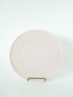 Plat À Tarte En Barbotine Effet Tressé, Rose Pâle, 1970
