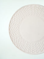 Plat À Tarte En Barbotine Effet Tressé, Rose Pâle, 1970