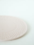 Plat À Tarte En Barbotine Effet Tressé, Rose Pâle, 1970