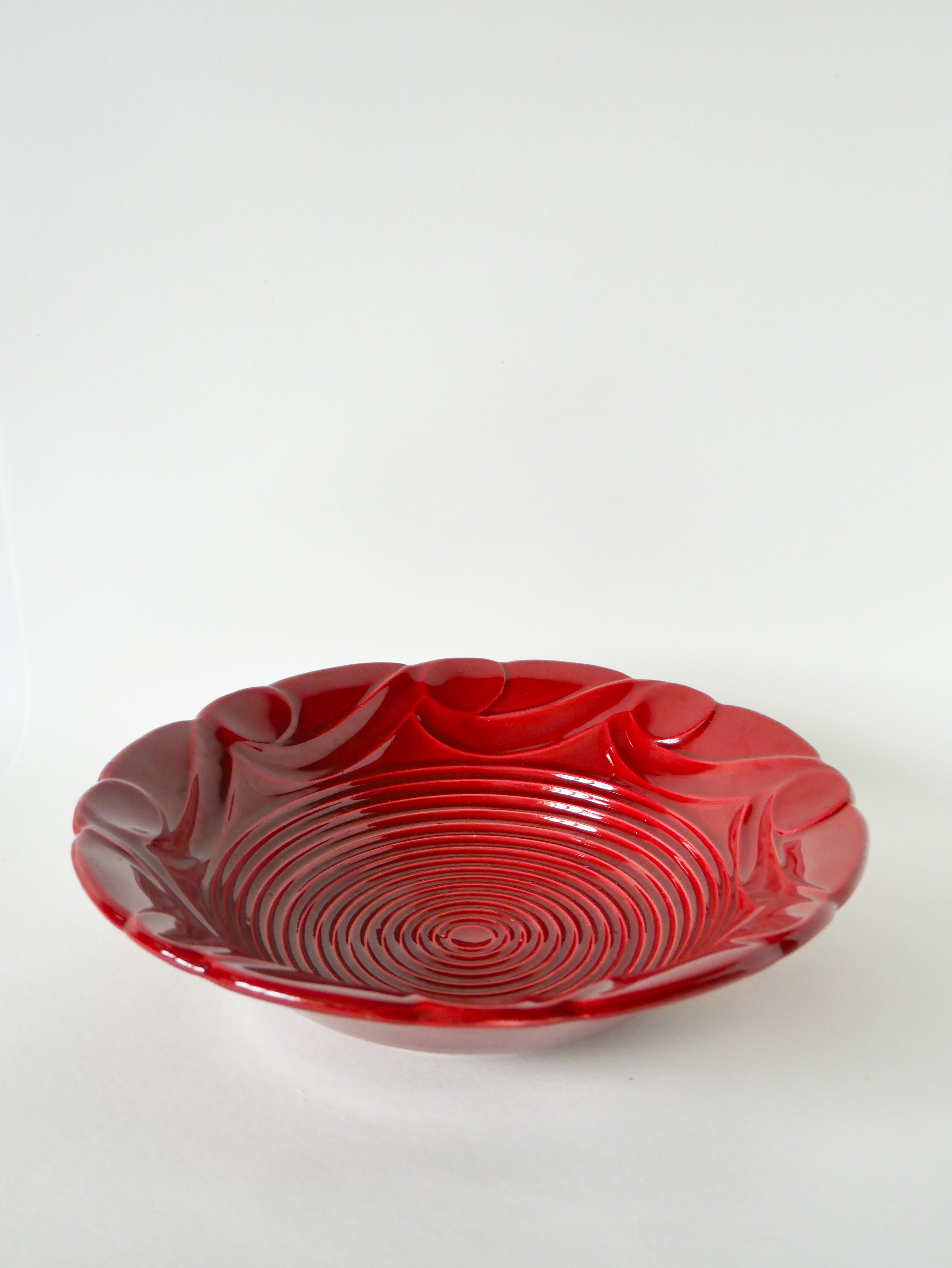 Grande Coupe En Céramique, Bordeaux, 1970 - 31 X 15 Cm