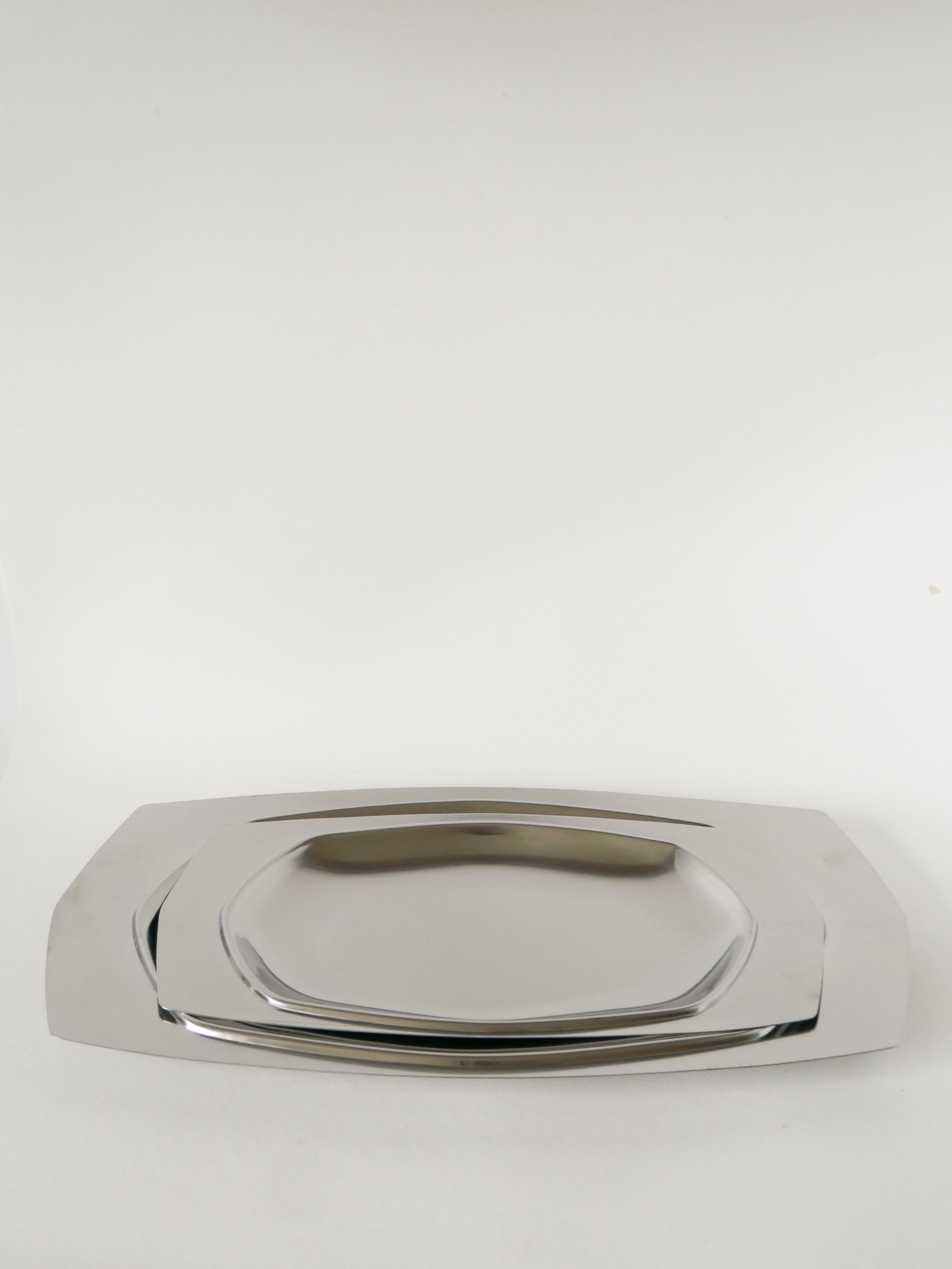 Duo De Plats En Inox Hexagonaux, Design, 1970
