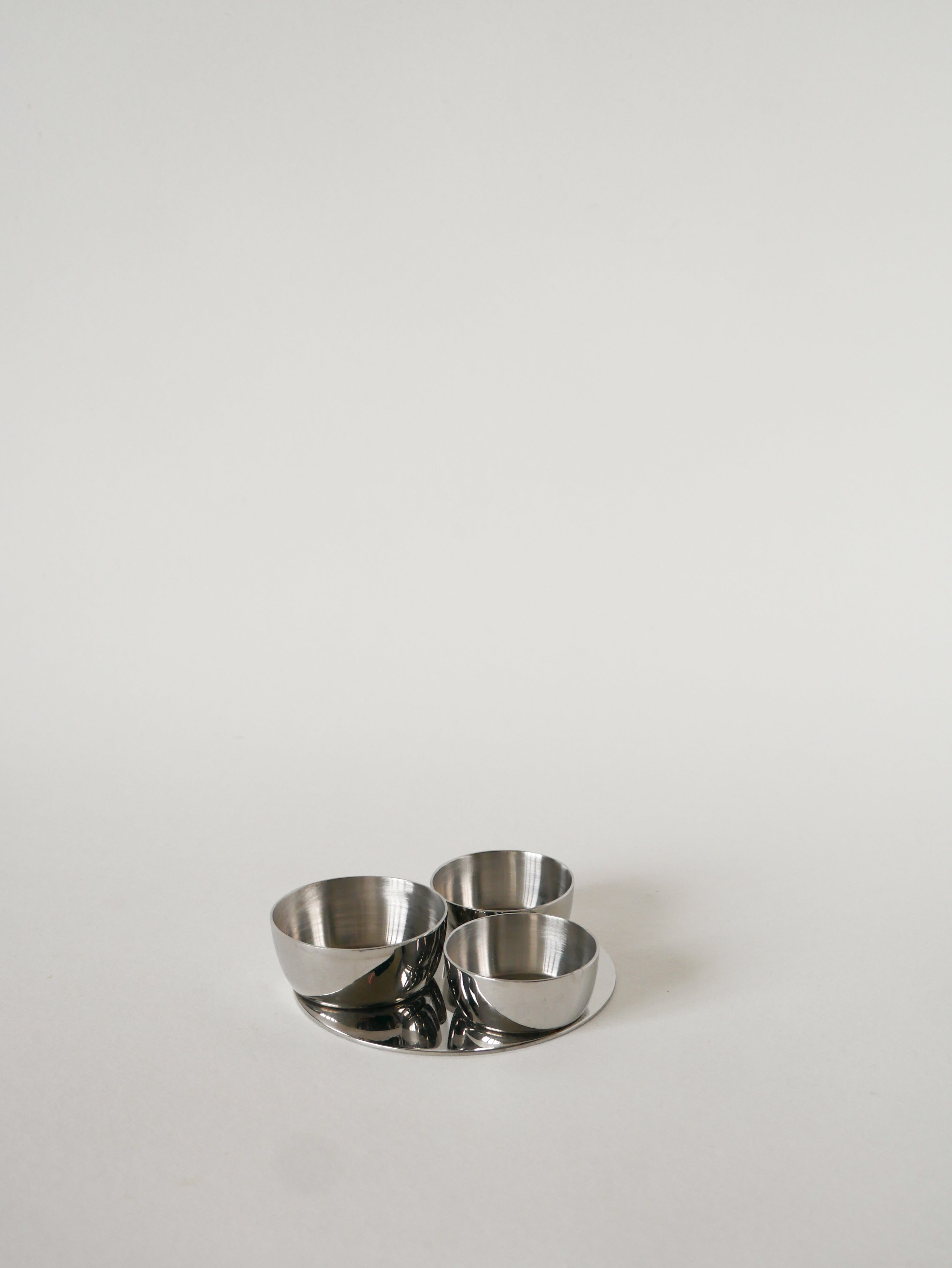 Mini Triple Présentoir En Inox, Design, 1970