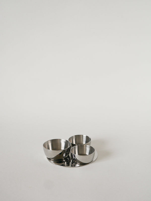 Mini Triple Présentoir En Inox, Design, 1970