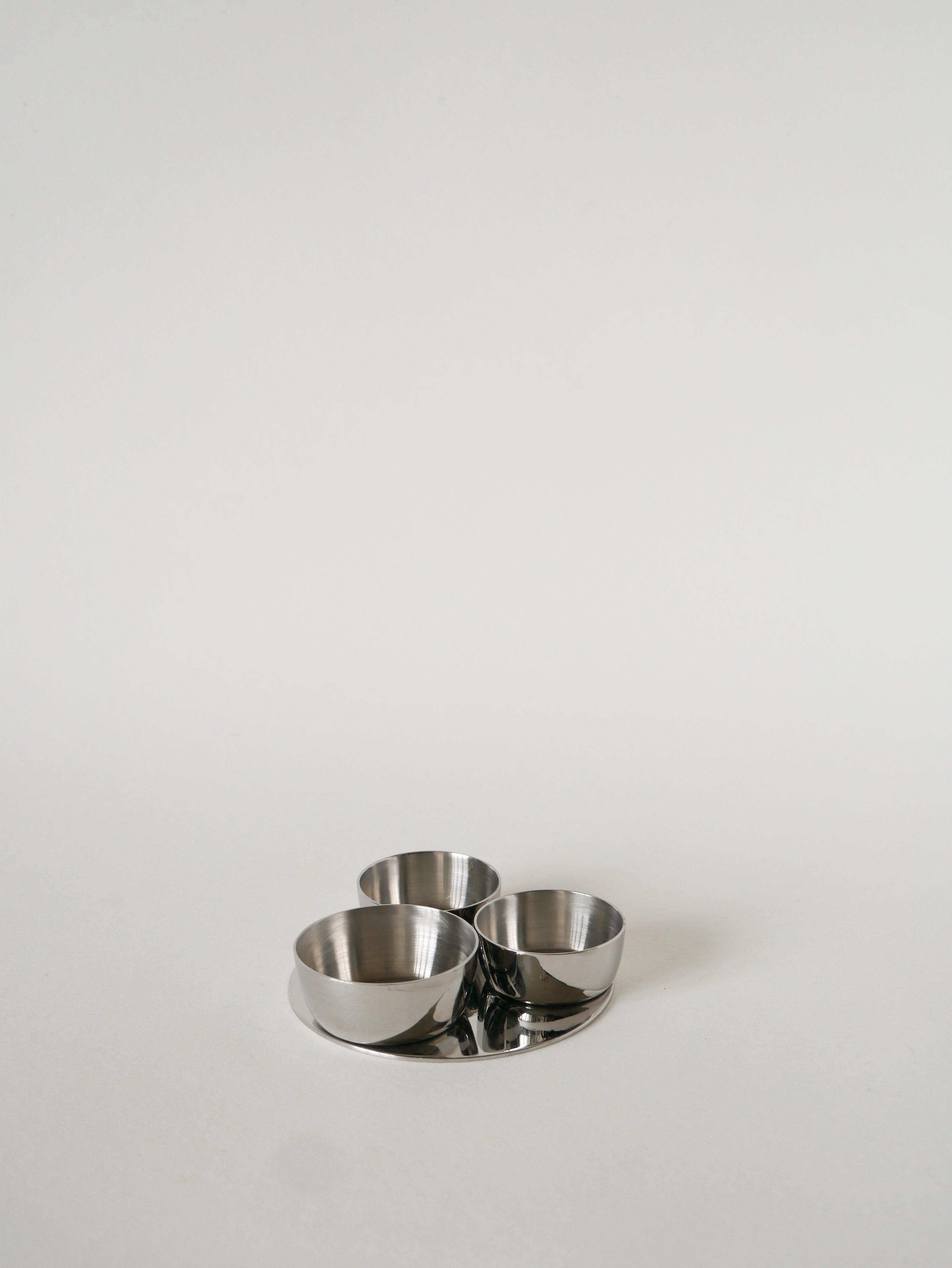 Mini Triple Présentoir En Inox, Design, 1970