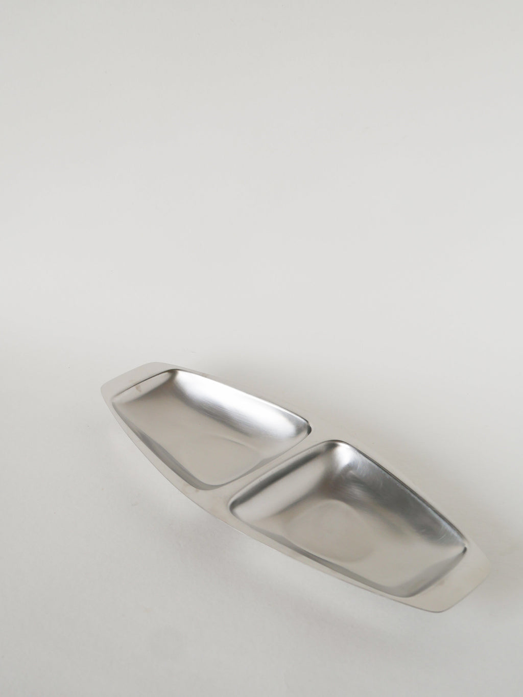 Plat À Double Compartiments En Inox, Alessi, Design, 1980 - 36 X 14 Cm