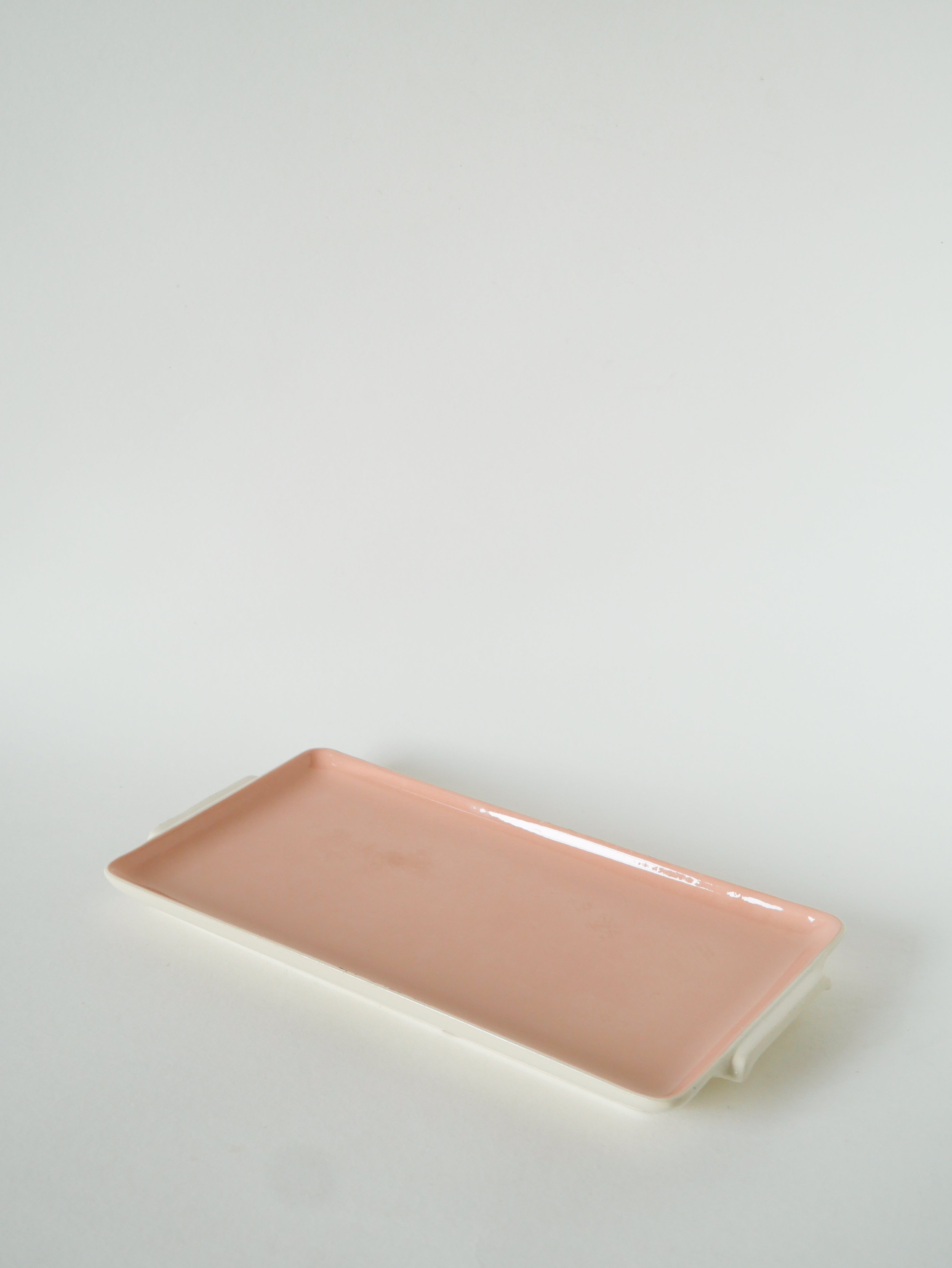 Plat À Cake En Faïence, Rose Poudré, 1950