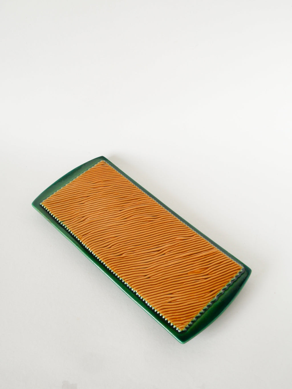 Plat À Cake En Barbotine, Jaune Et Verre, 1970