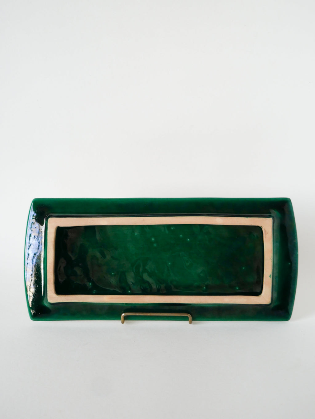 Plat À Cake En Barbotine, Jaune Et Verre, 1970