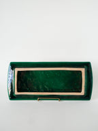 Plat À Cake En Barbotine, Jaune Et Verre, 1970