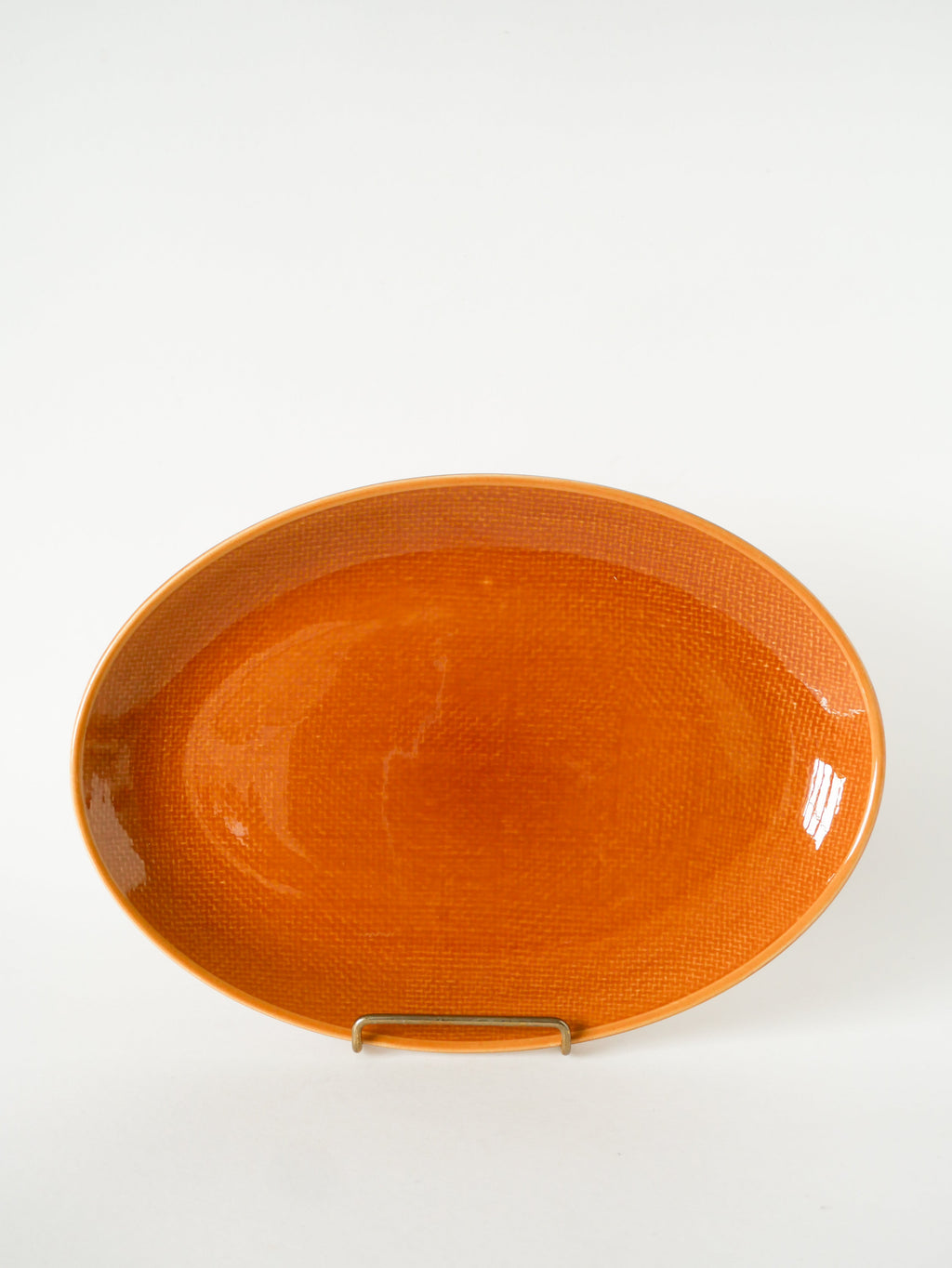 Plat Oval, Effet Tissé, Jaune Moutarde, Salins, 1950