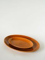 Plat Oval, Effet Tissé, Jaune Moutarde, Salins, 1950