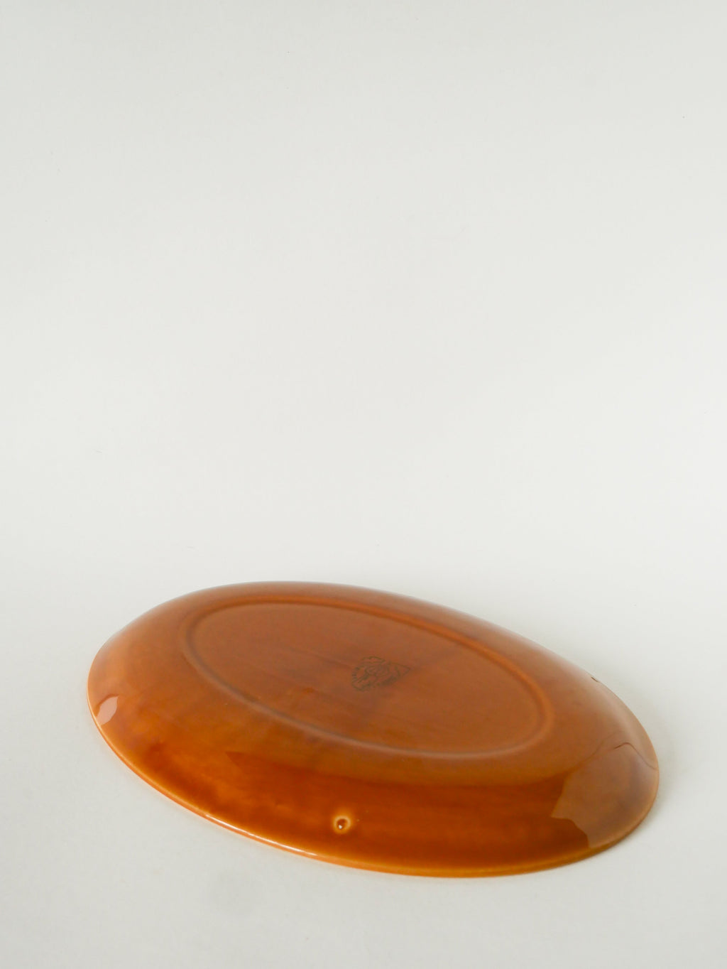 Plat Oval, Effet Tissé, Jaune Moutarde, Salins, 1950