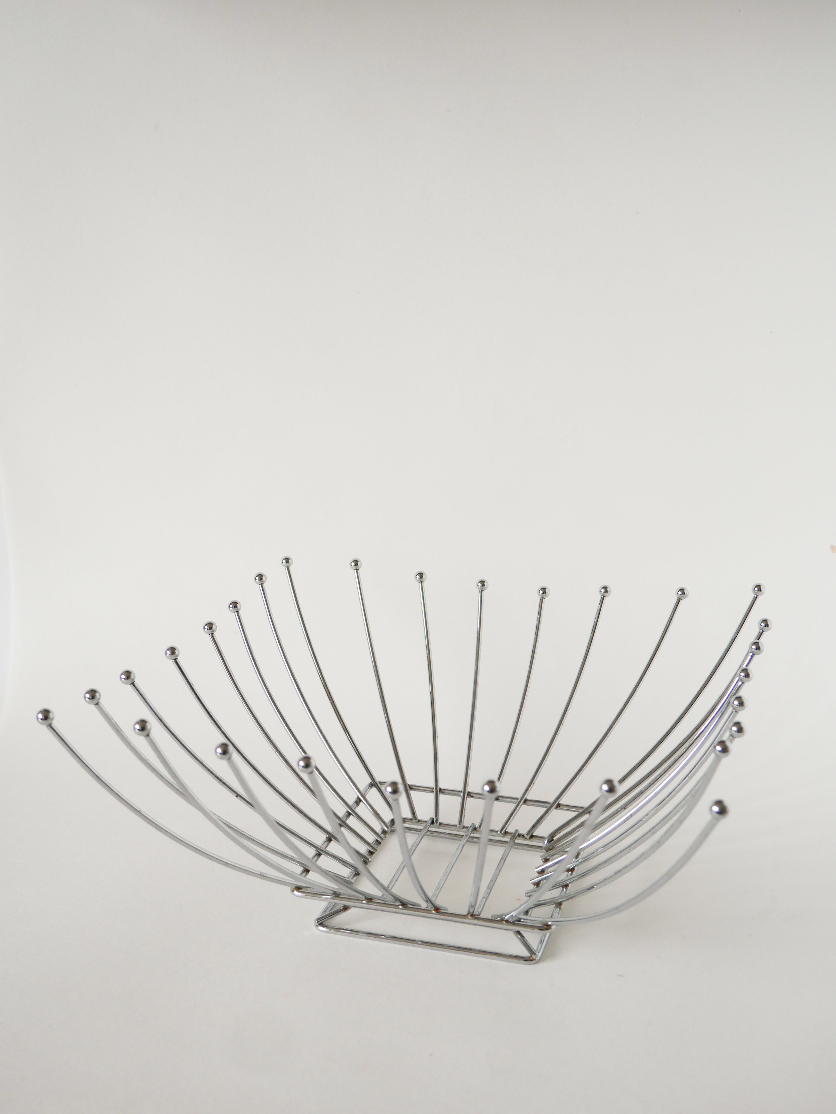 Corbeille À Fruits En Inox, Forme Carrée, Design, 1970