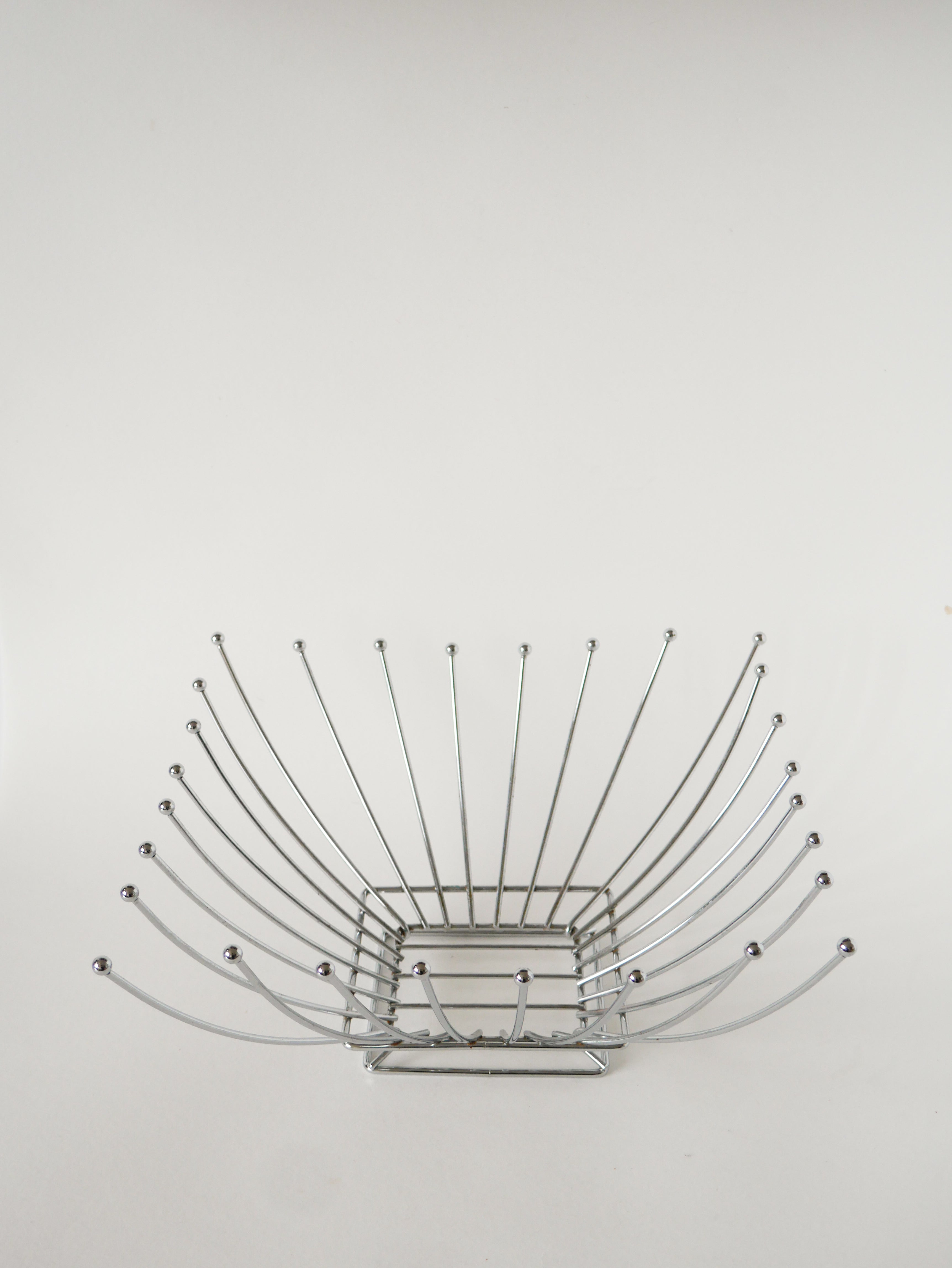 Corbeille À Fruits En Inox, Forme Carrée, Design, 1970