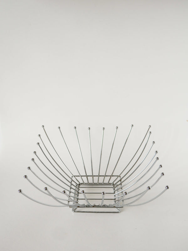Corbeille À Fruits En Inox, Forme Carrée, Design, 1970