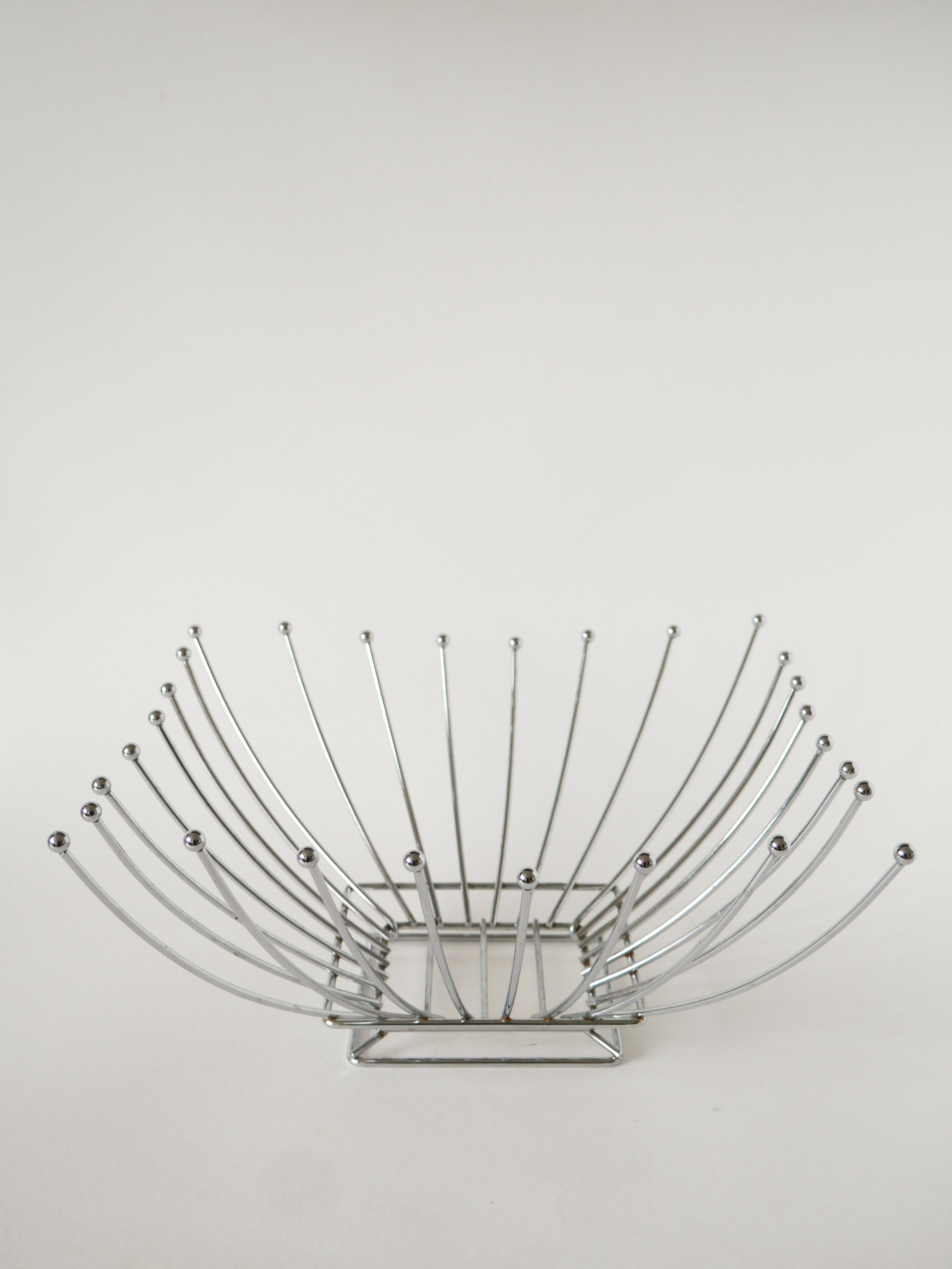 Corbeille À Fruits En Inox, Forme Carrée, Design, 1970