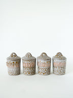 Lot De 4 Pots À Épices En Céramique, Signés Austruy, 1970 11 X 9 Cm