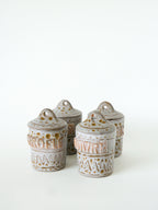 Lot De 4 Pots À Épices En Céramique, Signés Austruy, 1970 11 X 9 Cm