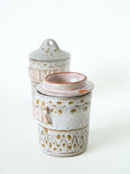 Lot De 4 Pots À Épices En Céramique, Signés Austruy, 1970 11 X 9 Cm