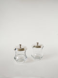 Duo De Pots À Condiments En Cristal Et Métal Argenté, Saint Hilaire, 1960