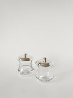 Duo De Pots À Condiments En Cristal Et Métal Argenté, Saint Hilaire, 1960