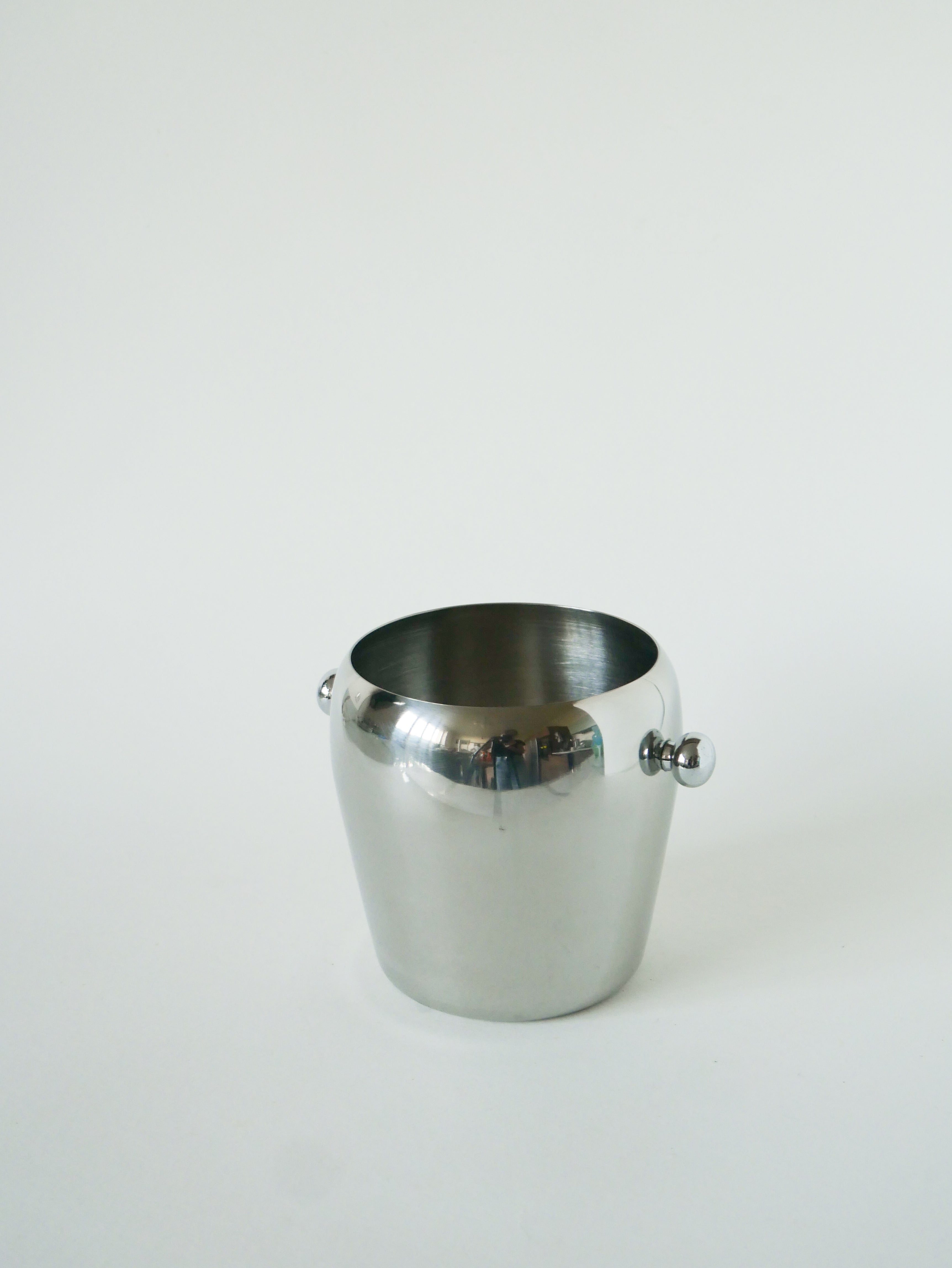 Seau À Glace En Inox, Design, 1970 - 13 X 13 Cm