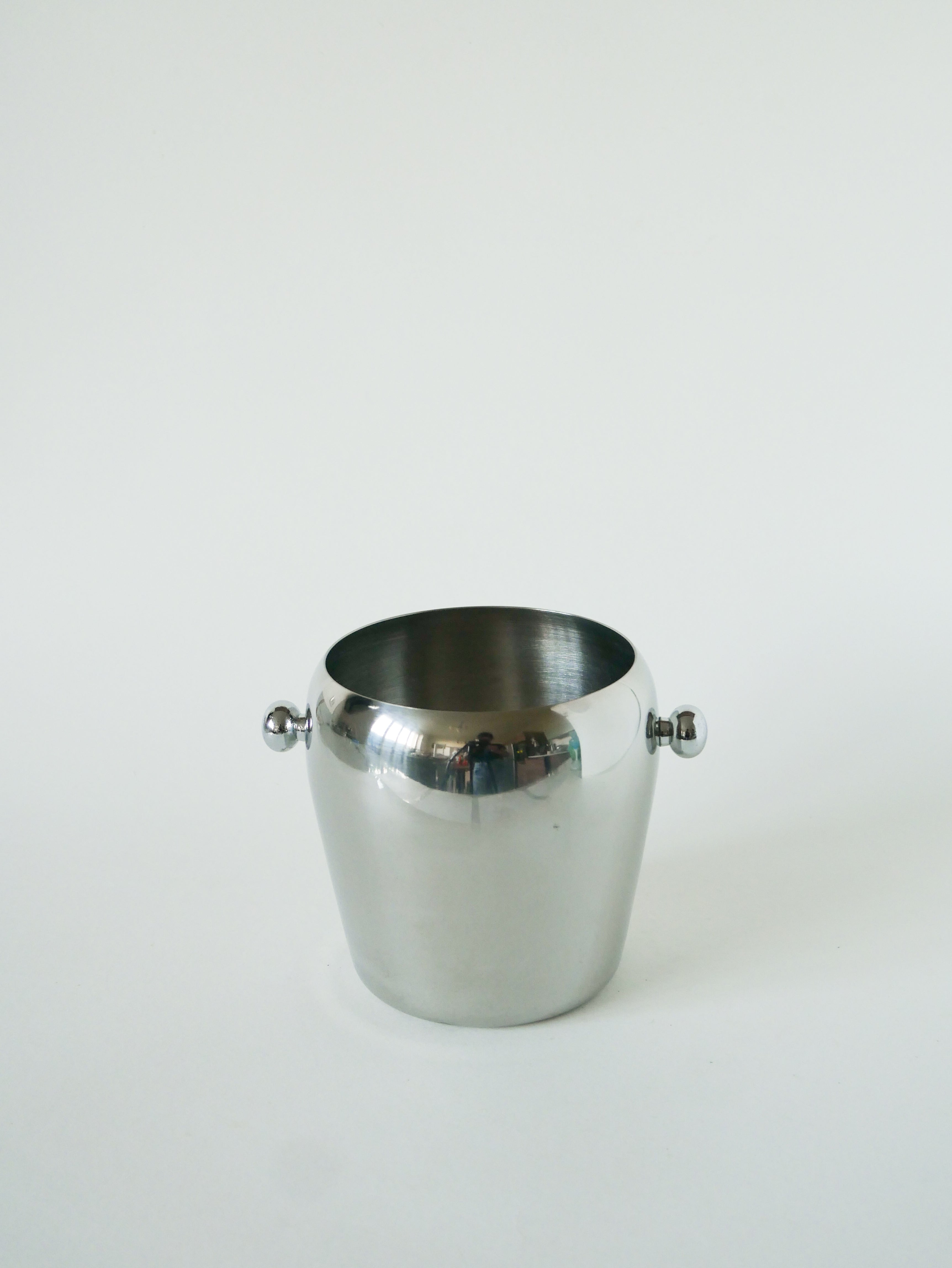 Seau À Glace En Inox, Design, 1970 - 13 X 13 Cm