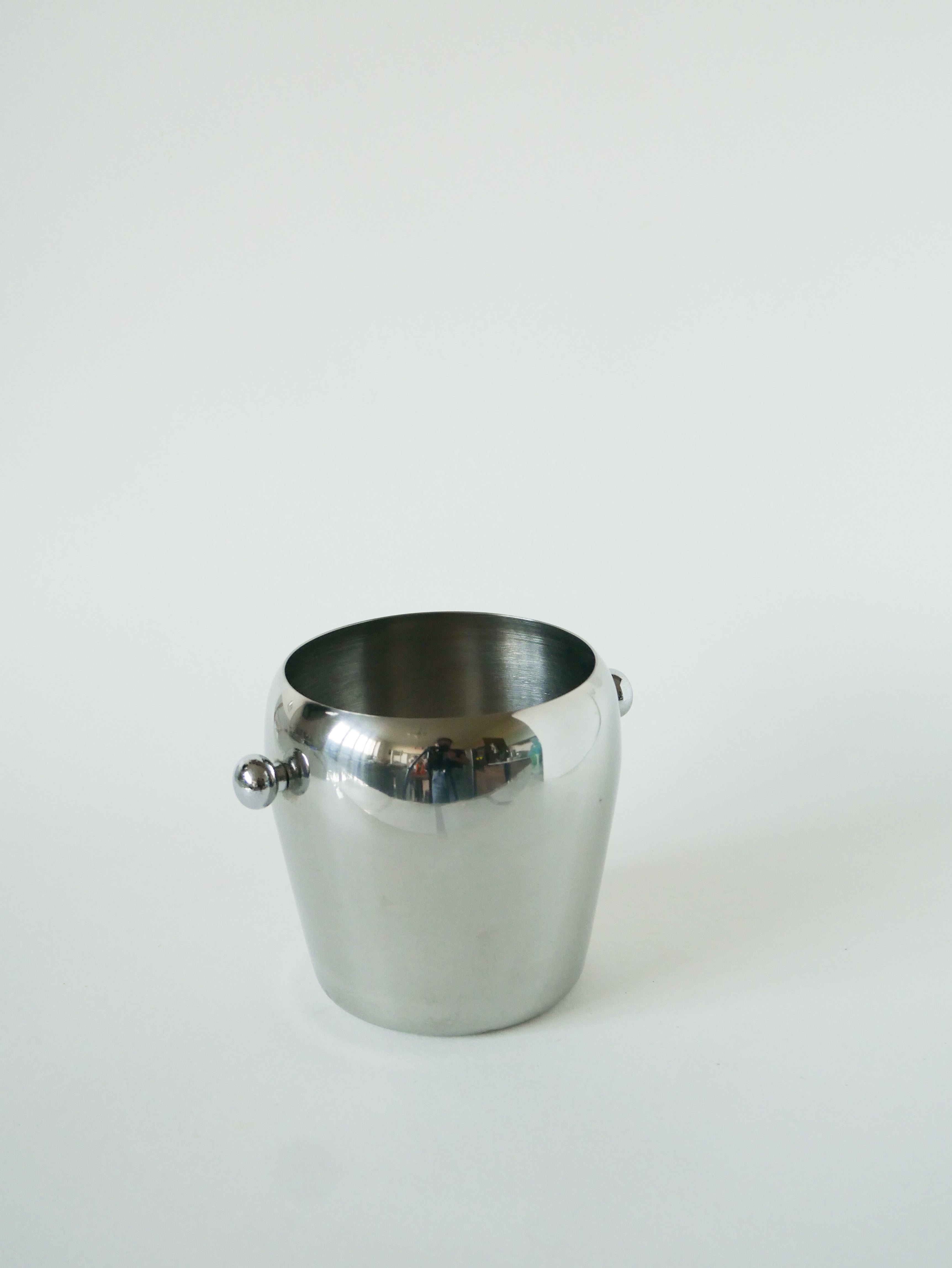Seau À Glace En Inox, Design, 1970 - 13 X 13 Cm