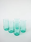 Lot De 5 Verres À Eau Long Drink En Verre Vert, 1970