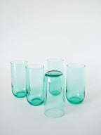 Lot De 5 Verres À Eau Long Drink En Verre Vert, 1970